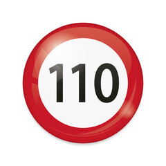 vector illustration of  110 km/h speed limit traffic signs isolated on white background