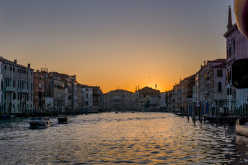 city canal grande at sunset