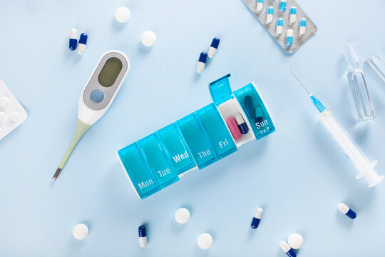 pills syringe capsule medicine. medical treatment for disease flu virus