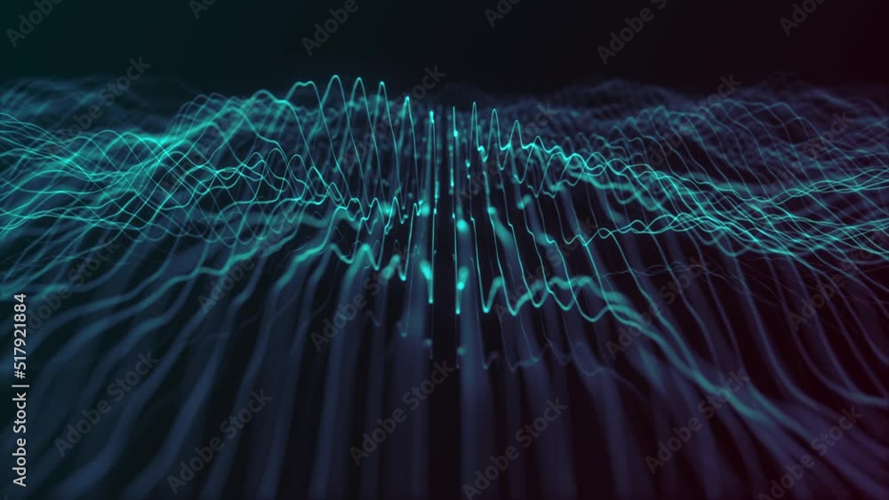 Poster abstract digital waving lines fx background loop/ 4k animation of an abstract background with digita