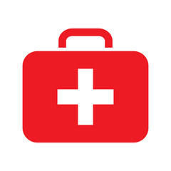 First aid kit icon symbol. cross safety medical treatment help