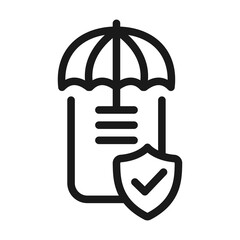 Insurance policies icon. Covering insurance policy with umbrella. Linear  illustration