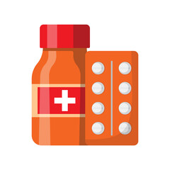 Pill pack icon, round medicines in package line or outline illustration.