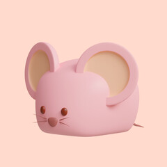 pink cute little mouse round eyes  Designed with a 3D blender program.