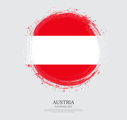 Creative circular grungy shape brush stroke flag of Austria on a solid background