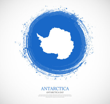 Creative circular grungy shape brush stroke flag of Antarctica on a solid background