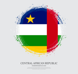 Creative circular grungy shape brush stroke flag of Central African Republic on a solid background