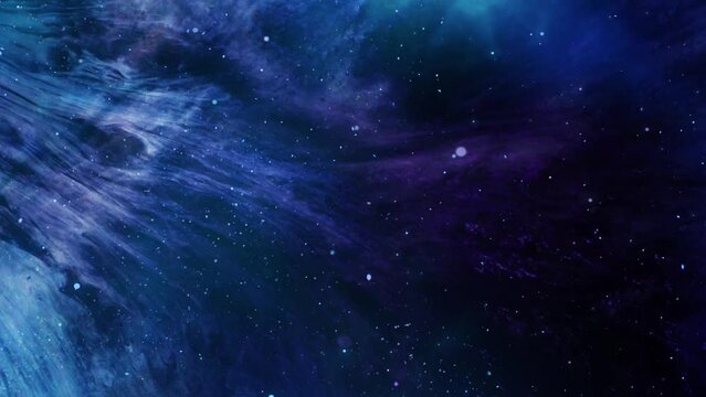 blue nebula clouds move in the dark universe