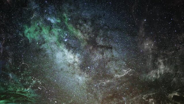 colored nebula clouds moving in the dark space 4k