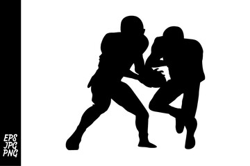 American Football Rugby Pose Silhouette