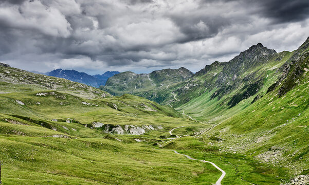 mountain landscape with cloud sky in the silvretta mountain range near Galt&uuml;r, Tyrol, Austria