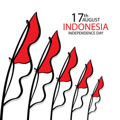 Indonesia Independence day greeting card with Indonesian flag