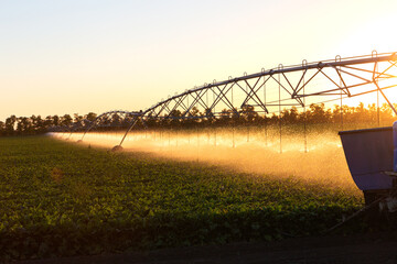 Large mechanized system for watering plants in fields