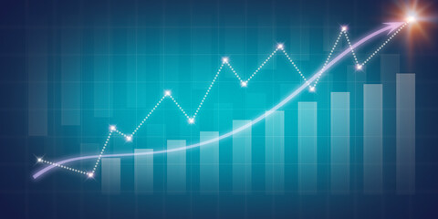 Economic charts and graphs, digital futuristic concept