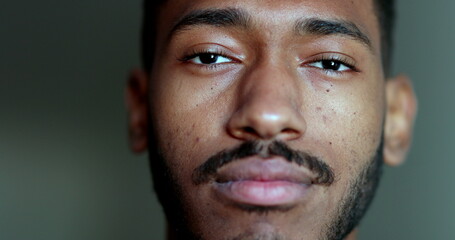 Fototapeta premium Friendly African american male portrait face close-up