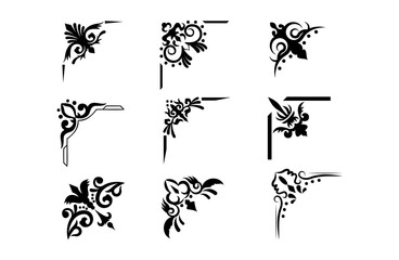 vector collection of isolated vintage ornament frame edge set