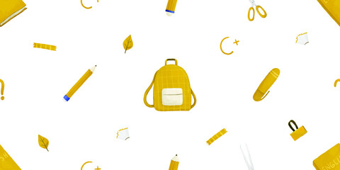 Back to school seamless pattern with school supplies