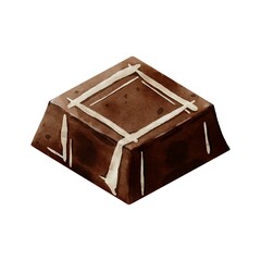 Chocolate cube watercolor vector on white background