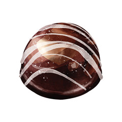 Chocolate ball watercolor vector on white background