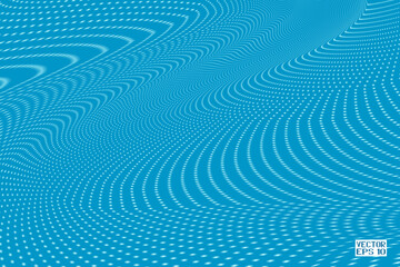 Abstract Blue Pattern with Wave. Aquamarine Spotted Dotted Texture. Vector. 3D Illustration