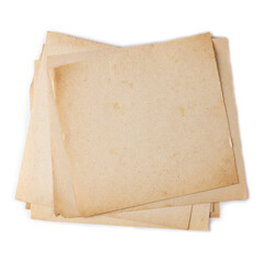 Sheets of  lightly Stacked old paper, isolated on white. Paper used is actually over 40 years old.