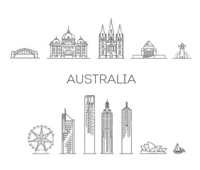 Australia architecture line skyline illustration