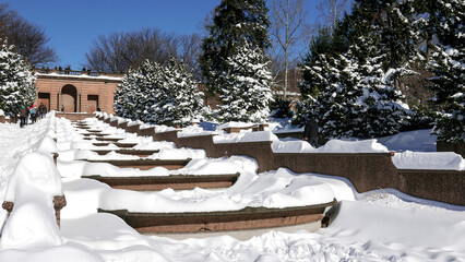 View of meridian park in snow after wizzard event in Washington DC, USA: 
