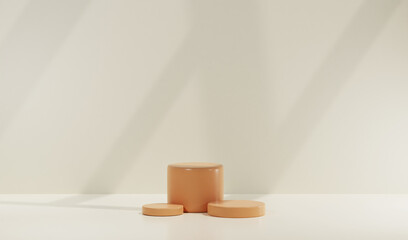 Obraz premium 3D Brown pastel podium with white chocolate backdrops. Perfect for showing product and presentation. Fits on any product and beverages. -3D Rendering