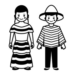 Multi color Tabasco skirt vector icon design, World Indigenous Peoples symbol, characters in casual clothes Sign, traditional dress stock illustration, Mexican couple standing together Concept