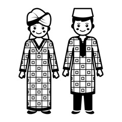 Woman wearing kanga and the gomesi vector icon design, World Indigenous Peoples symbol, characters in casual clothes Sign, traditional dress stock, African couple standing together Concept