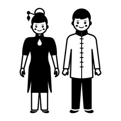 Han or hanfu clothing vector icon design, World Indigenous Peoples symbol, characters in casual clothes Sign, traditional dress stock illustration, Chinese Couple Standing together Concept