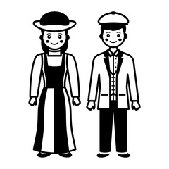 British Couple Standing together  Concept, Wales and Welsh dress code vector icon design, World Indigenous Peoples symbol, characters in casual clothes Sign, traditional dress stock illustration