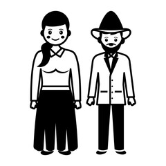 knee-length cotton robe worn by Man and woman praying with a tallit vector icon design, World Indigenous Peoples symbol, character in casual clothes Sign, Jewish couple standing together Concept