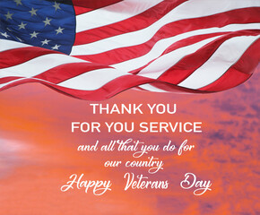 Happy Veterans Day, Thank you for your service, US Flag,