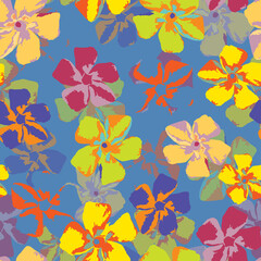seamless plants pattern background with colourful flowers , greeting card or fabric