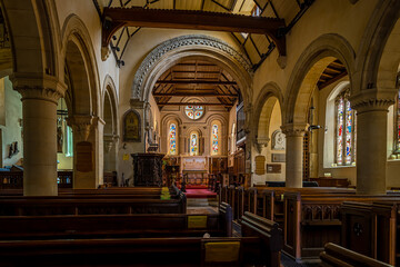 Fototapeta premium St. Michael and All Angels church in Mickleham, a village in south east England, between the towns of Dorking and Leatherhead in Surrey