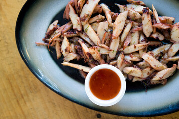 Delicious bulgarian grilled octopus