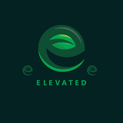 e letter leaf concept design icon vector illustration template