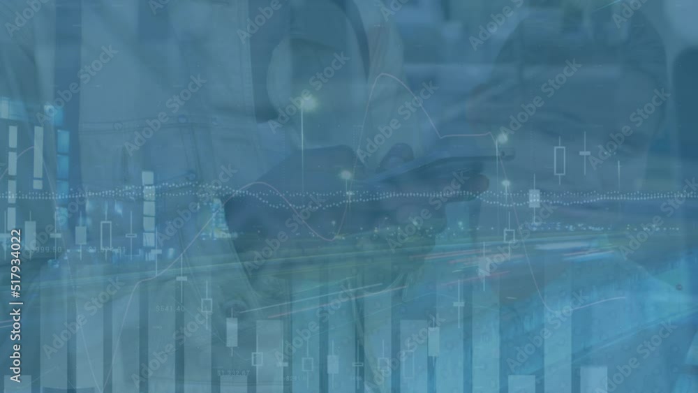 Poster Animation of data processing over person using smartphone