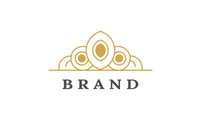 Flower Ornament Logo Design With Peacock Tail Style For Your Business Identity ,Vector Template