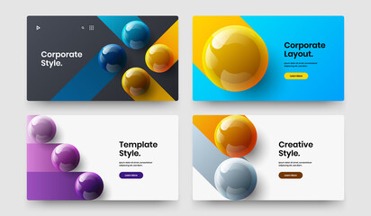 Trendy placard vector design concept collection. Simple 3D spheres corporate identity illustration set.