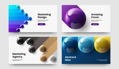Simple banner design vector illustration composition. Abstract 3D balls front page template bundle.