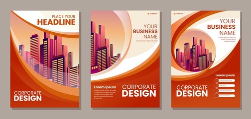 Business Flyer Template Design. Set of Corporate Brochure a4 Size. Abstract Geometric Banner Vector Background. Suitable for any business cover book, leaflet, poster, card invitation, banner ads.