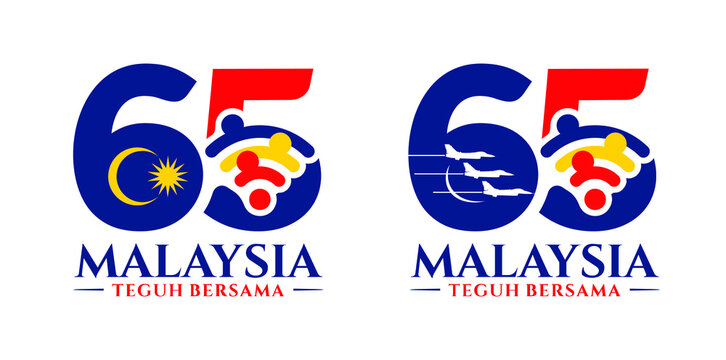 Kuala Lumpur - Malaysia. August 31, 2022: 65 Hari Kemerdekaan Malaysia, Teguh Bersama (Translation: Independence Day of Malaysia, Strong Together). 1957 - 2022. Vector Illustration.