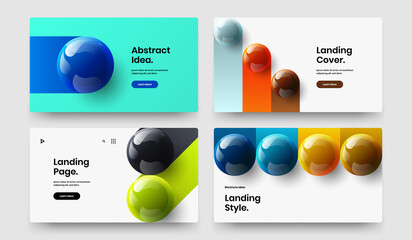 Isolated corporate cover vector design concept bundle. Colorful realistic balls handbill illustration collection.