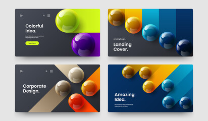 Fresh 3D spheres handbill layout composition. Original brochure vector design template bundle.