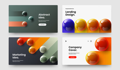 Modern realistic spheres brochure template bundle. Geometric poster design vector concept set.
