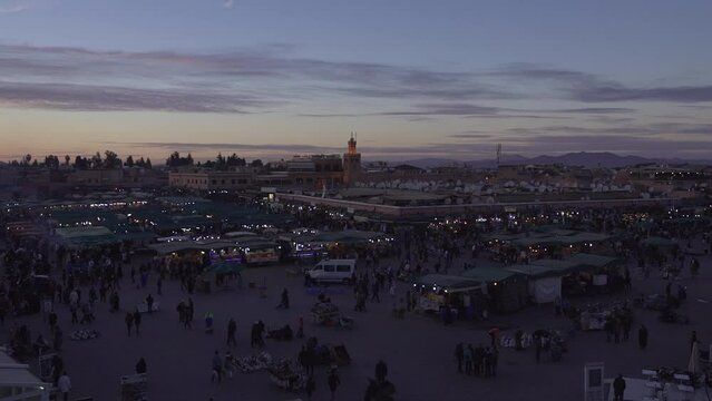 Marketplace in Marrakesh at dusk, Morroco
