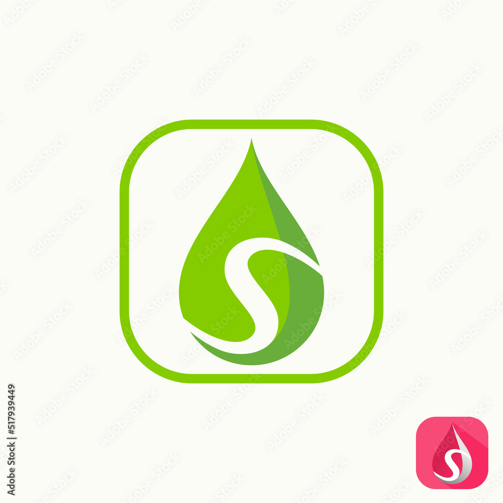 Aufkleber Simple and unique water drop with letter or word S font inside image graphic icon logo design abstract concept vector stock. Can be used as symbol related to initial or fresh