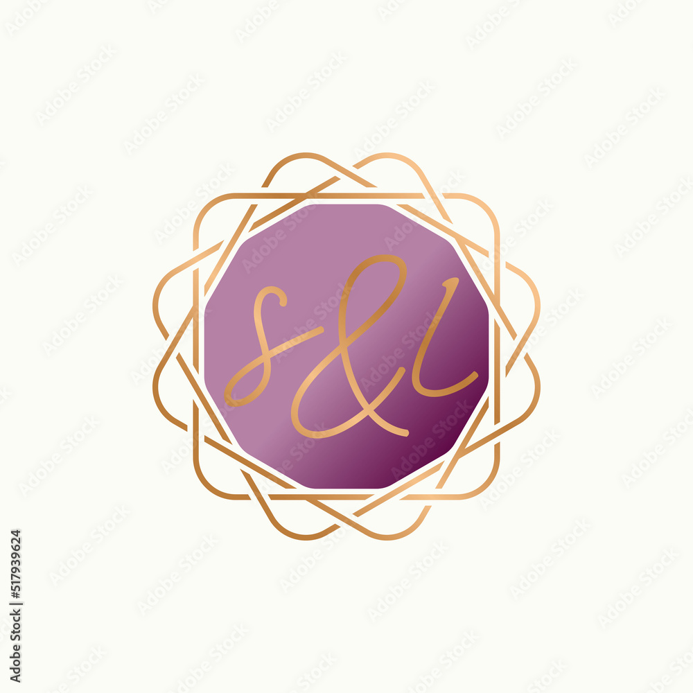 Poster simple and unique letter or word sl sans serif font with line art circle around image graphic icon l